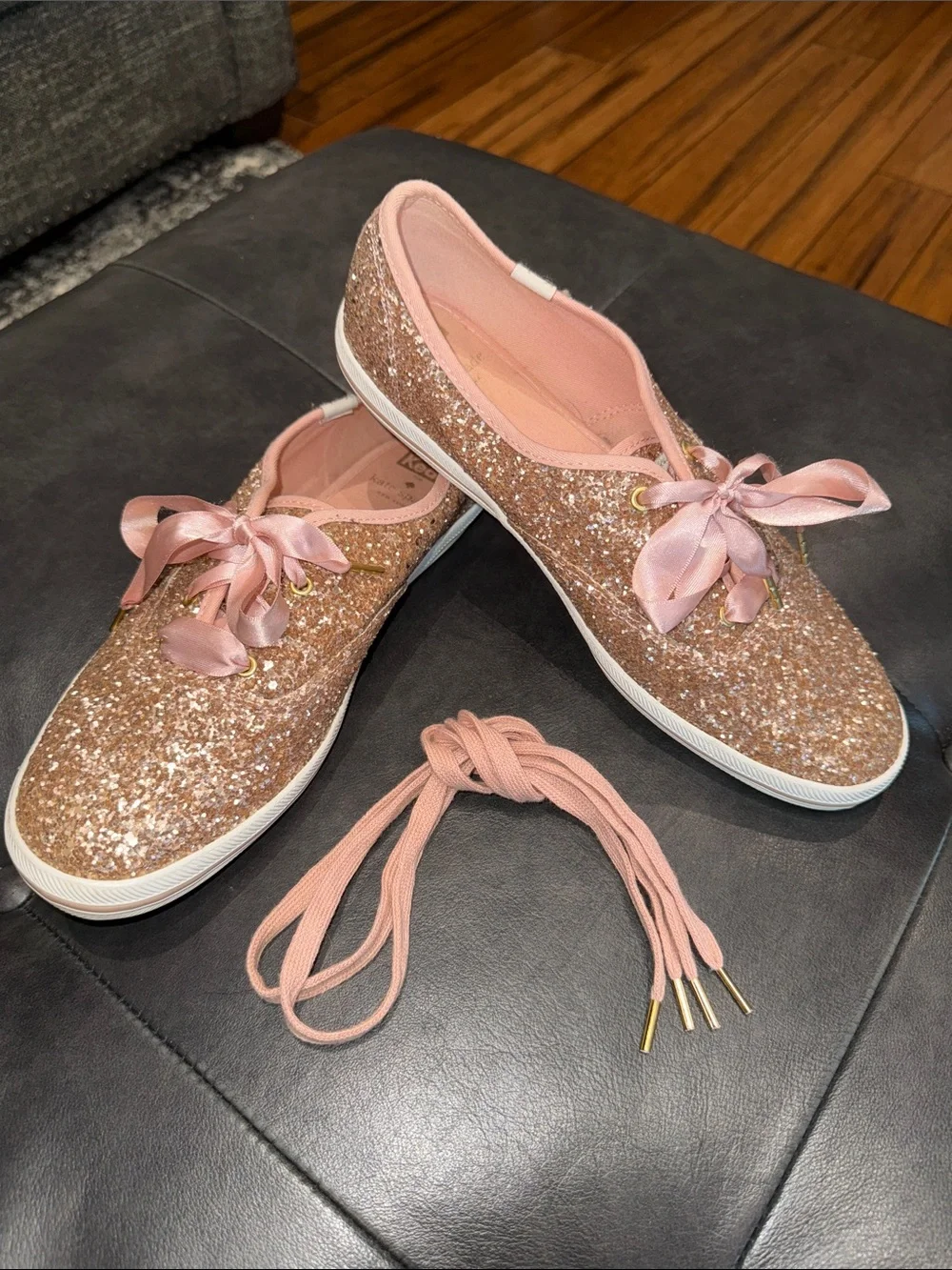 ♠️ Kate Spade Keds Tennis Shoes Rose Gold Glitter Women’s Size 9M